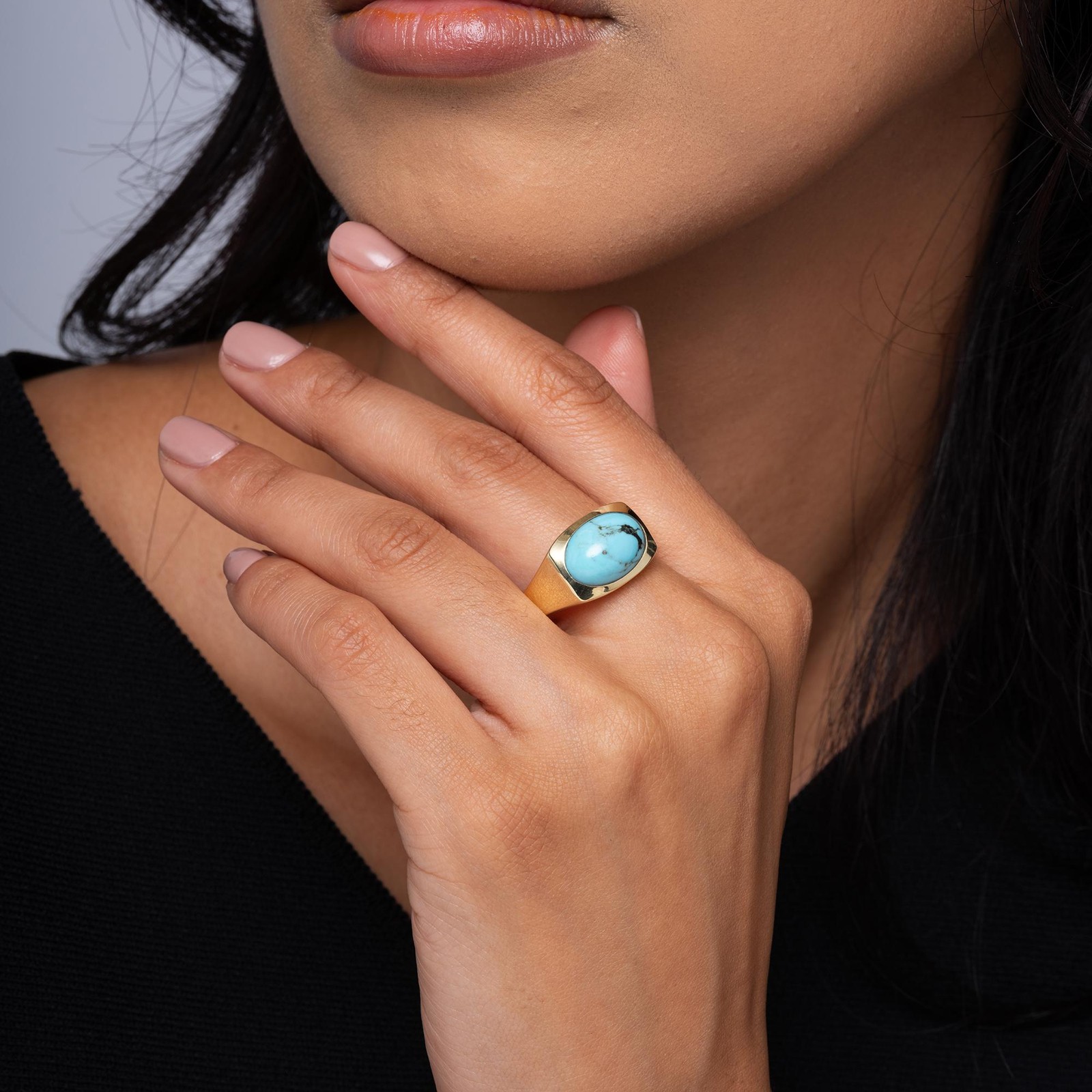 Vintage 1970s Men’s Turquoise & 14k Gold Ring