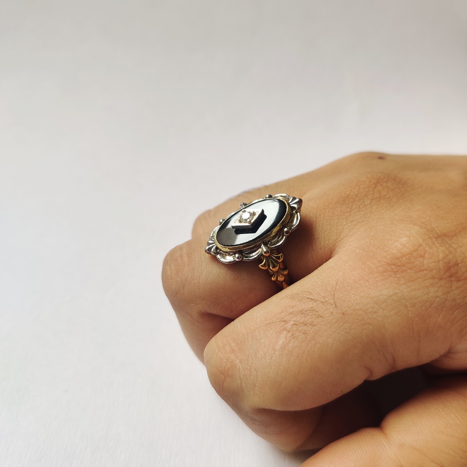 antique 925 silver vintage Victorian art deco handmade black onyx ring best gift