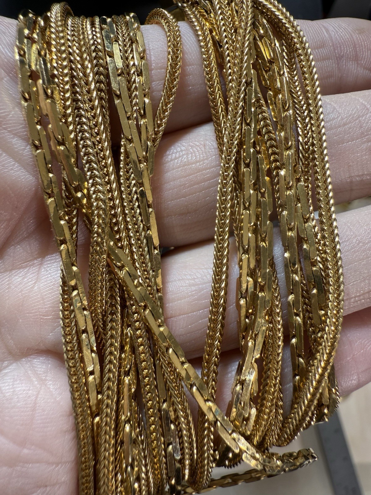 Vintage 1977 Givenchy G-Link 5 Strand Multi-Layered Gold Tone Necklace