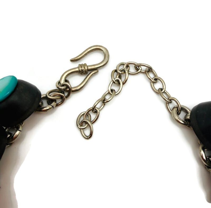 Vintage YSL Yves Saint Laurent Green and Wood Necklace 1980’s