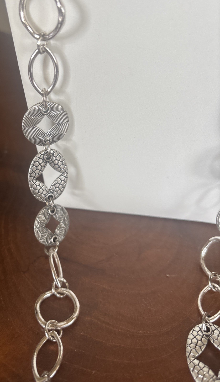Signed Statement 38” Chunky Silver tone Mixed Metal Work Chain Necklace