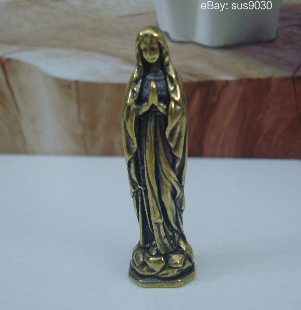 Solid Brass Virgin Mary Woman Figurine Statue Pendant