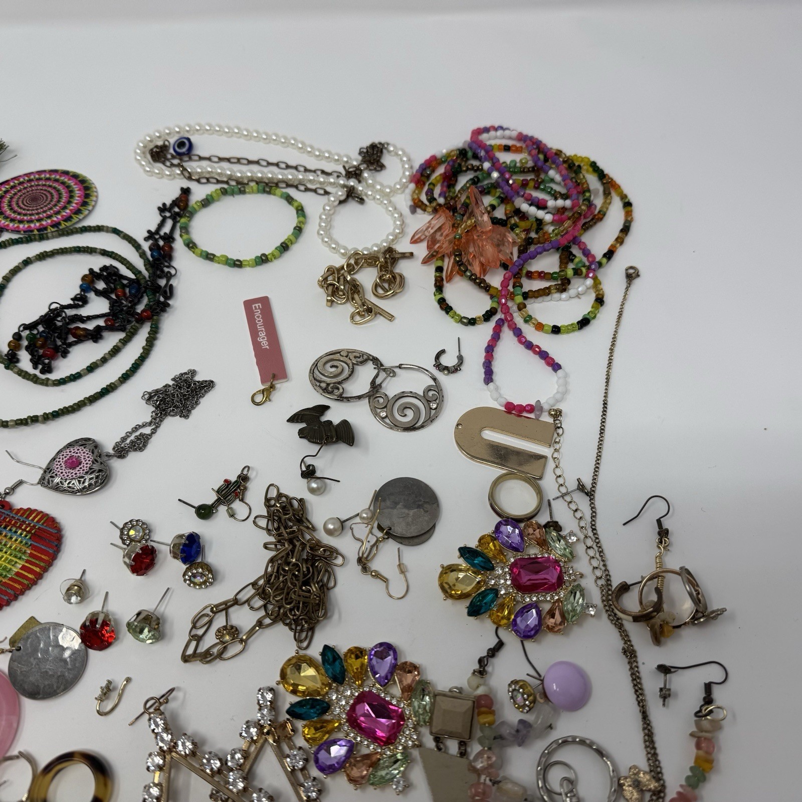 1 Lb Lot Mix of Single Earrings and Craft Junk Broken Jewelry Vintage Modern