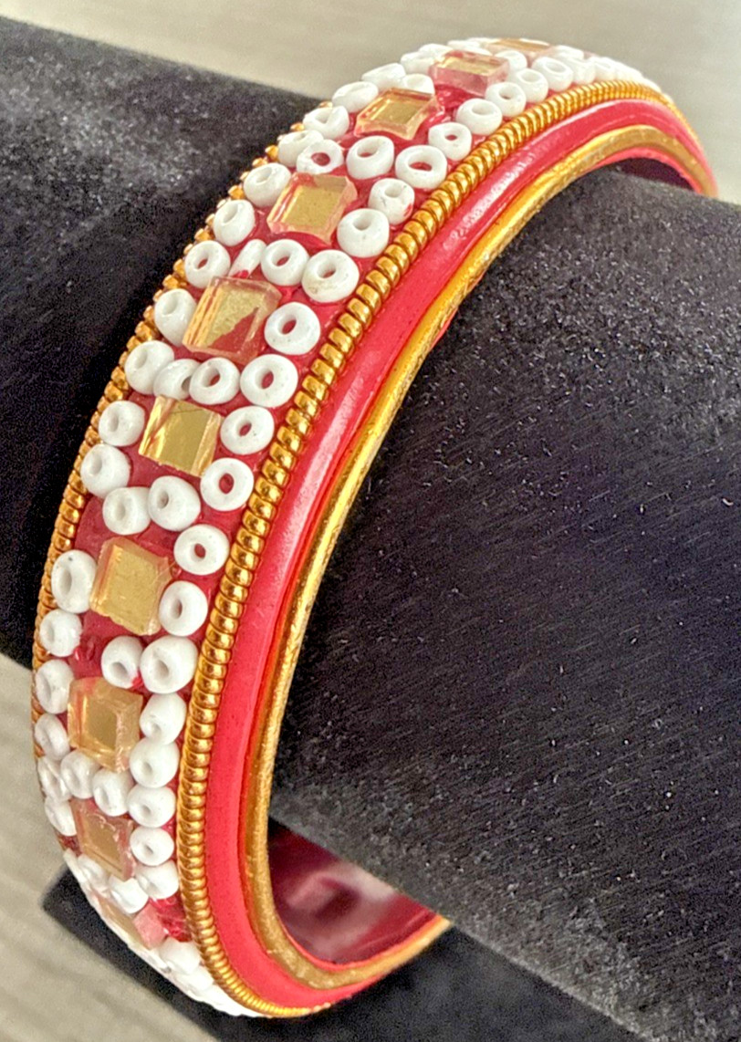 VTG Chinese Export Cloisonné Enamel Bracelet Lapis Red/Gold/White Approx. 2 1/2″