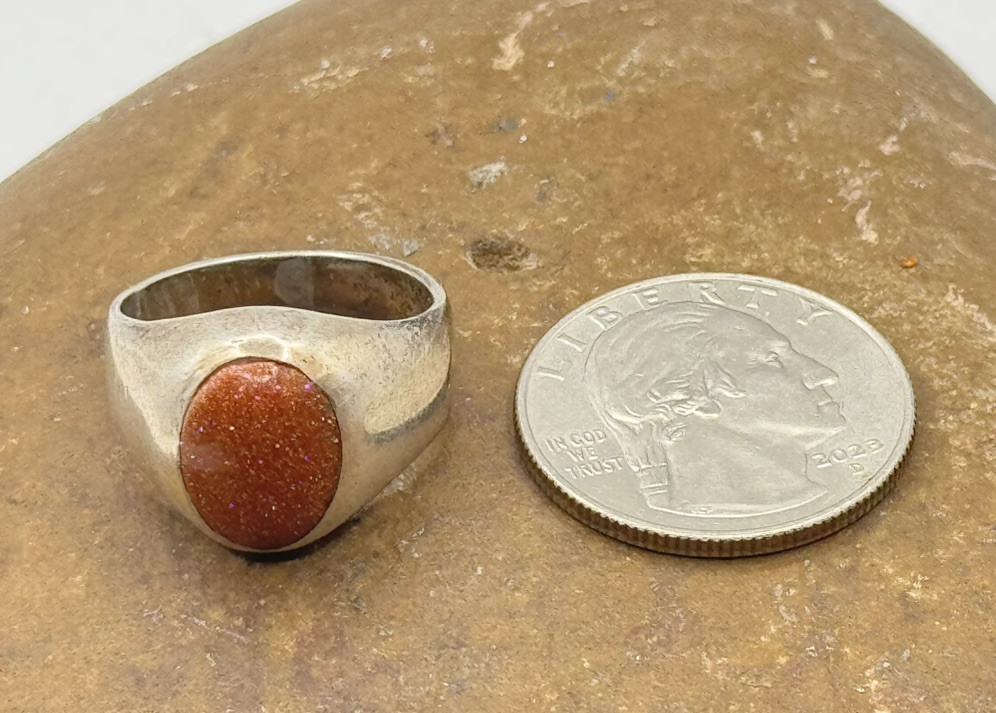 VINTAGE GOLDSTONE Sterling Silver 925 Band RING Sz 6.75