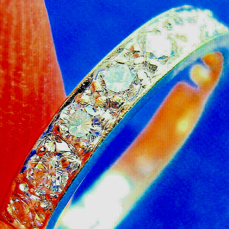Original EARTH MINED DIAMOND Deco Wedding Band Vintage 14K GOLD Anniversary Ring
