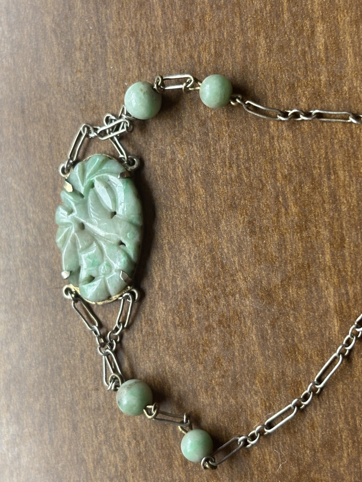Antique Chinese Old Mine Art Deco Edwardian Jade Carved bracelet