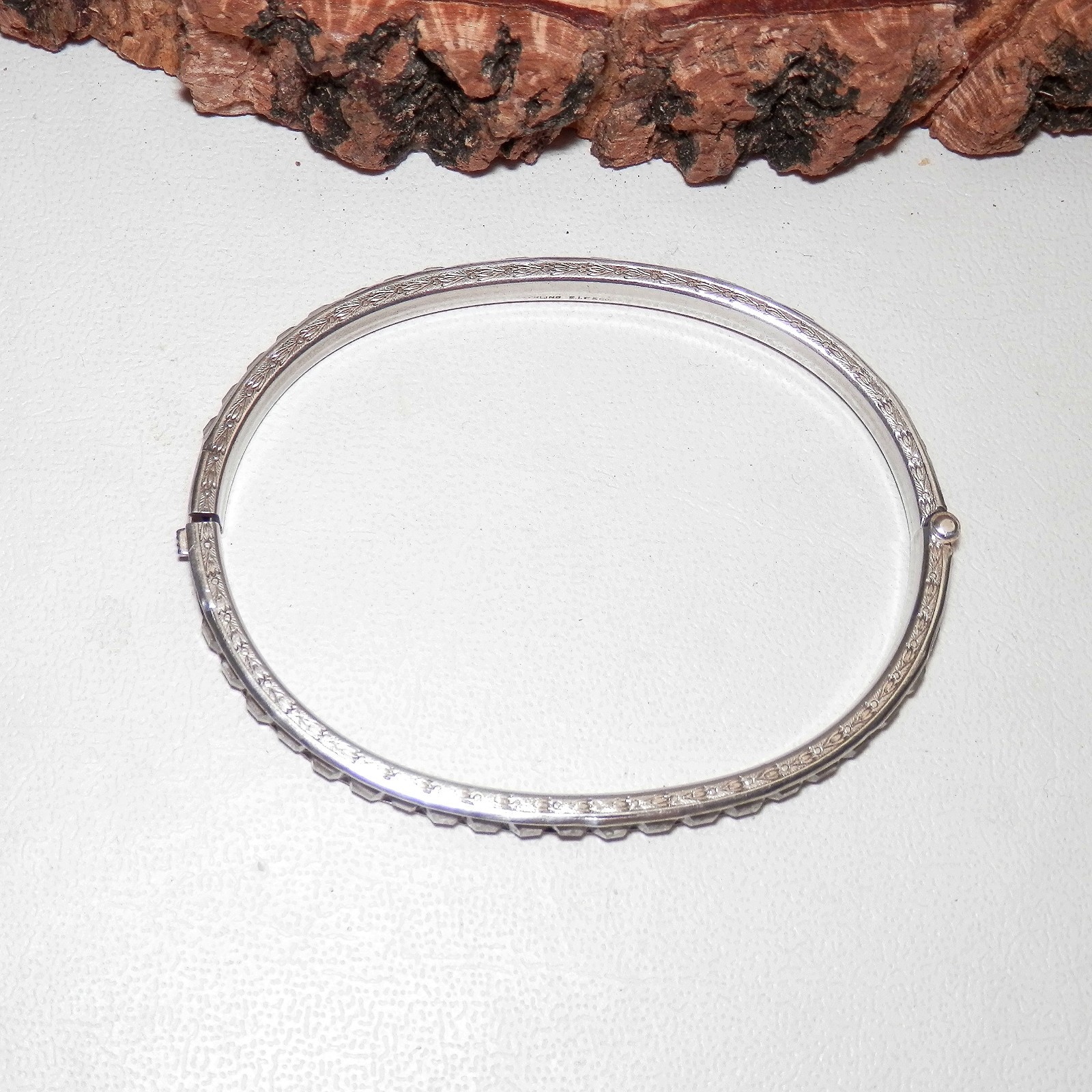 Art Deco Sterling Silver 925 Square Rhinestone Antique Hinged Bangle Bracelet