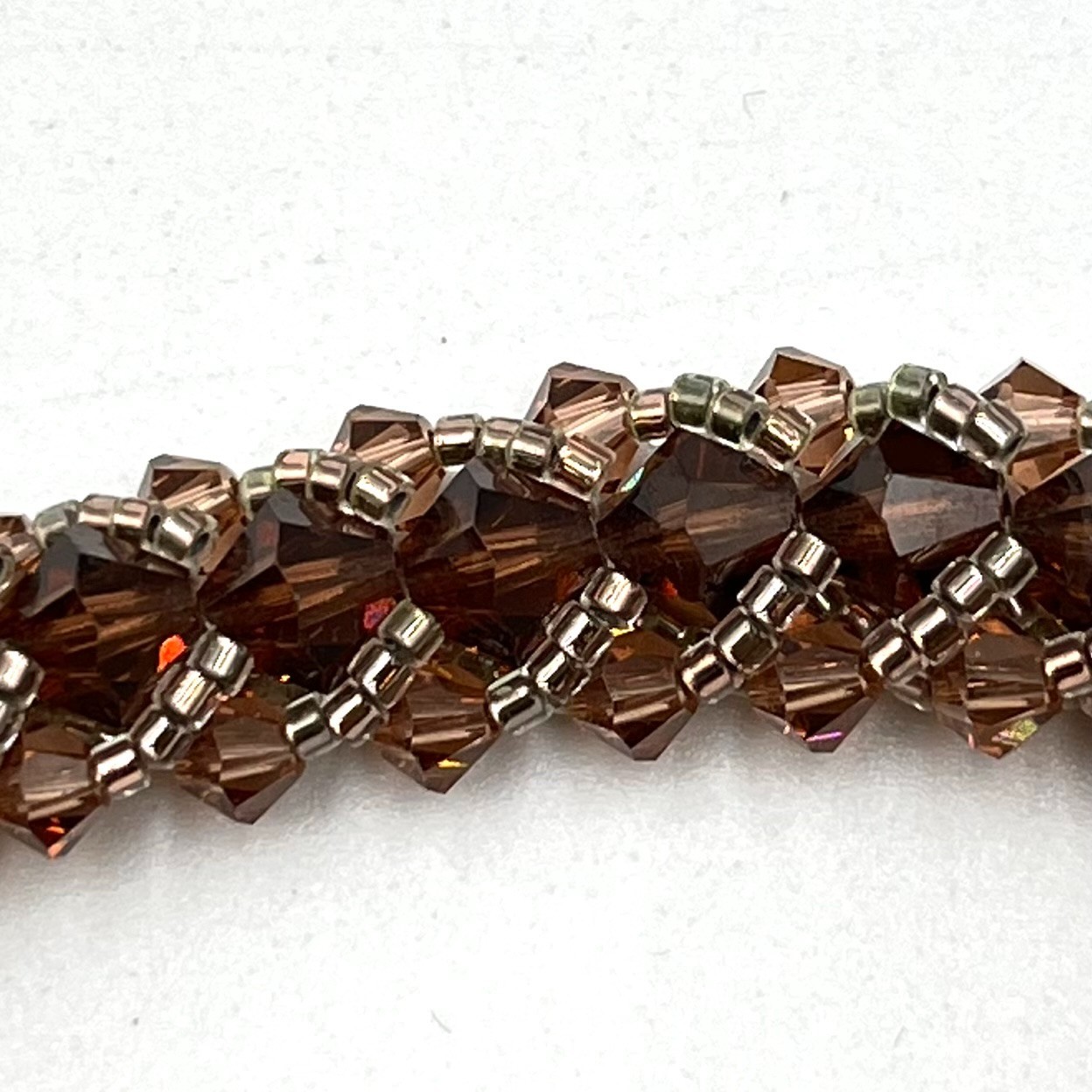 Vintage Brown Crystal Beaded Bangle Bracelet Retro Earth Tone Statement Jewelry