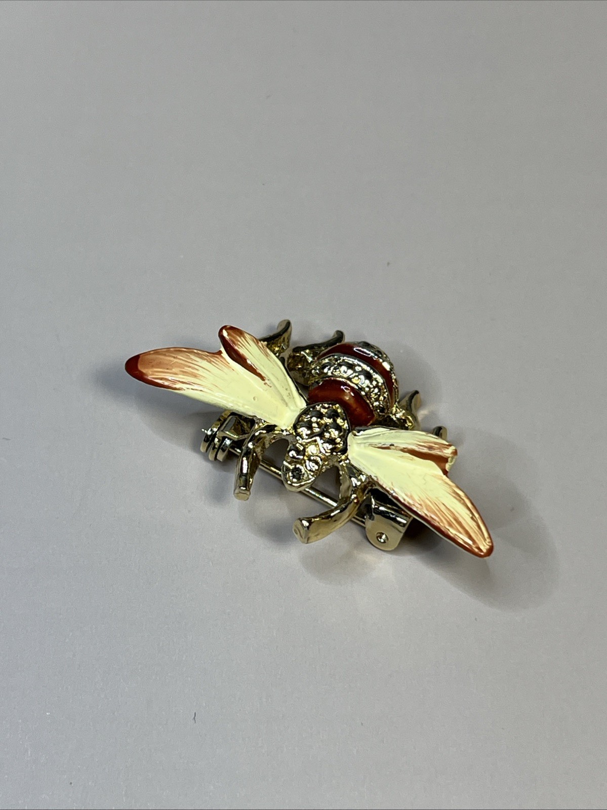 Vintage Brooch Bee Bug Insect Enameled Gold Tone Nature