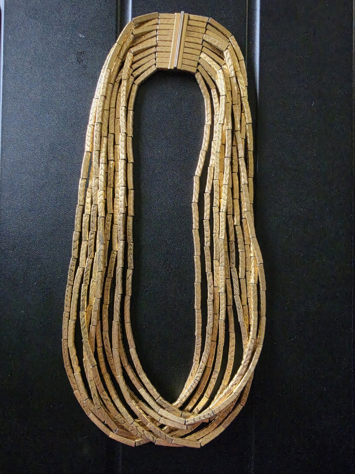 Vintage CHRISTIAN DIOR Gold tone multi strand draped NECKLACE Henkel Grosse 1965