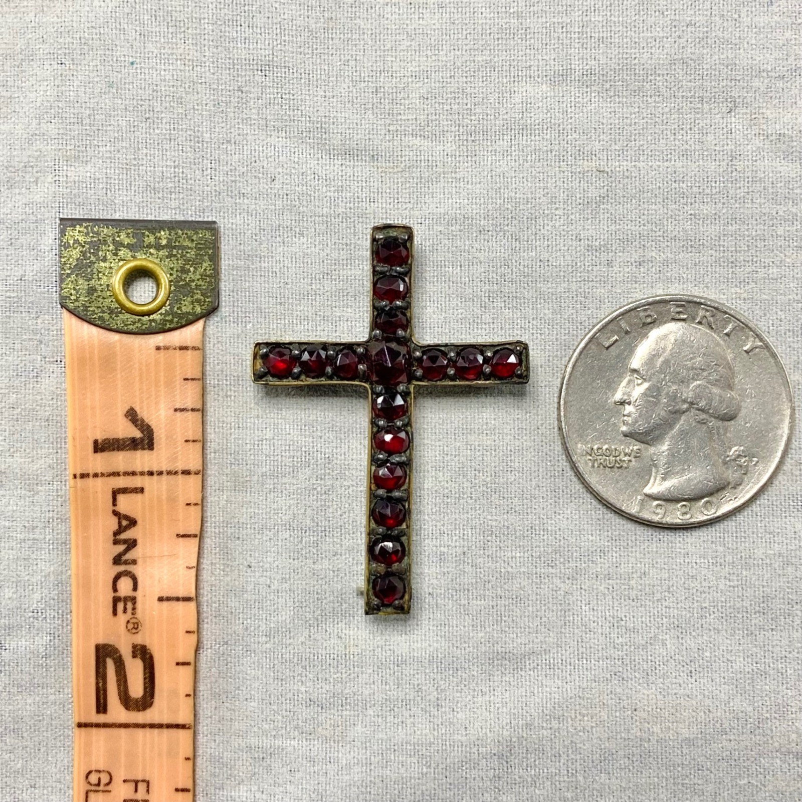 Vintage Bohemian Garnet Gold Tone Jewelry Lot Cross Pin Earrings Safety Chain