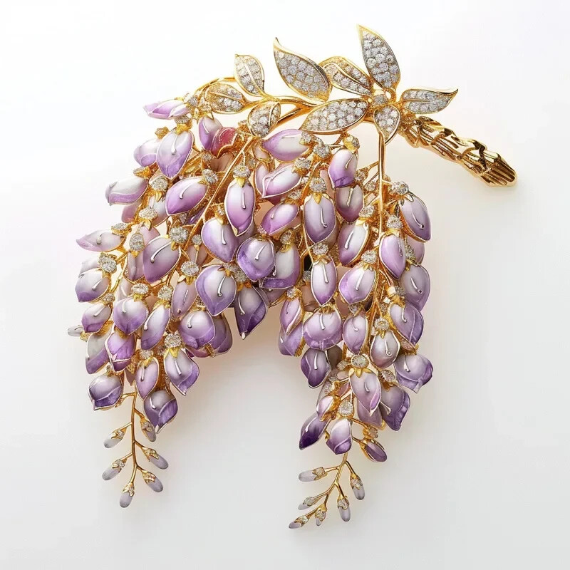Original Luxurious Design Gold Plated Wisteria Brooch