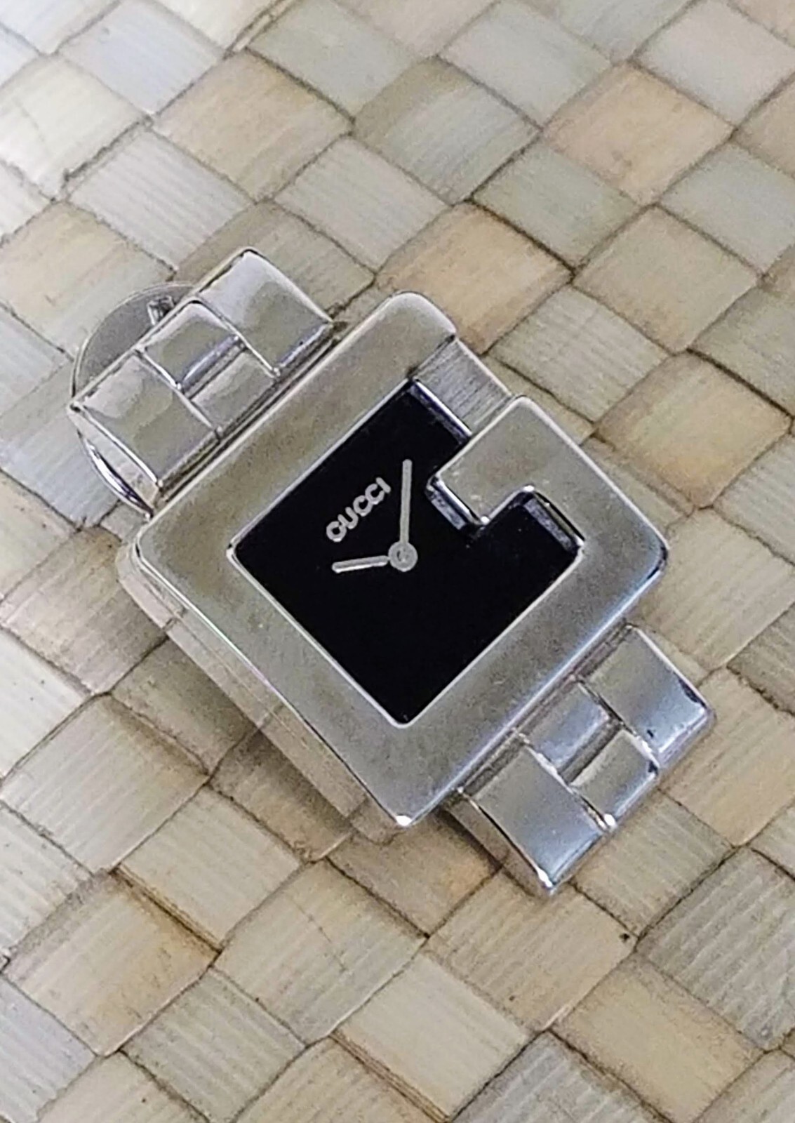 Vtg 1990s GUCCI Lapel Pin Brooch Stainless Steel ~ 3600 Watch Logo NEW OLD STOCK