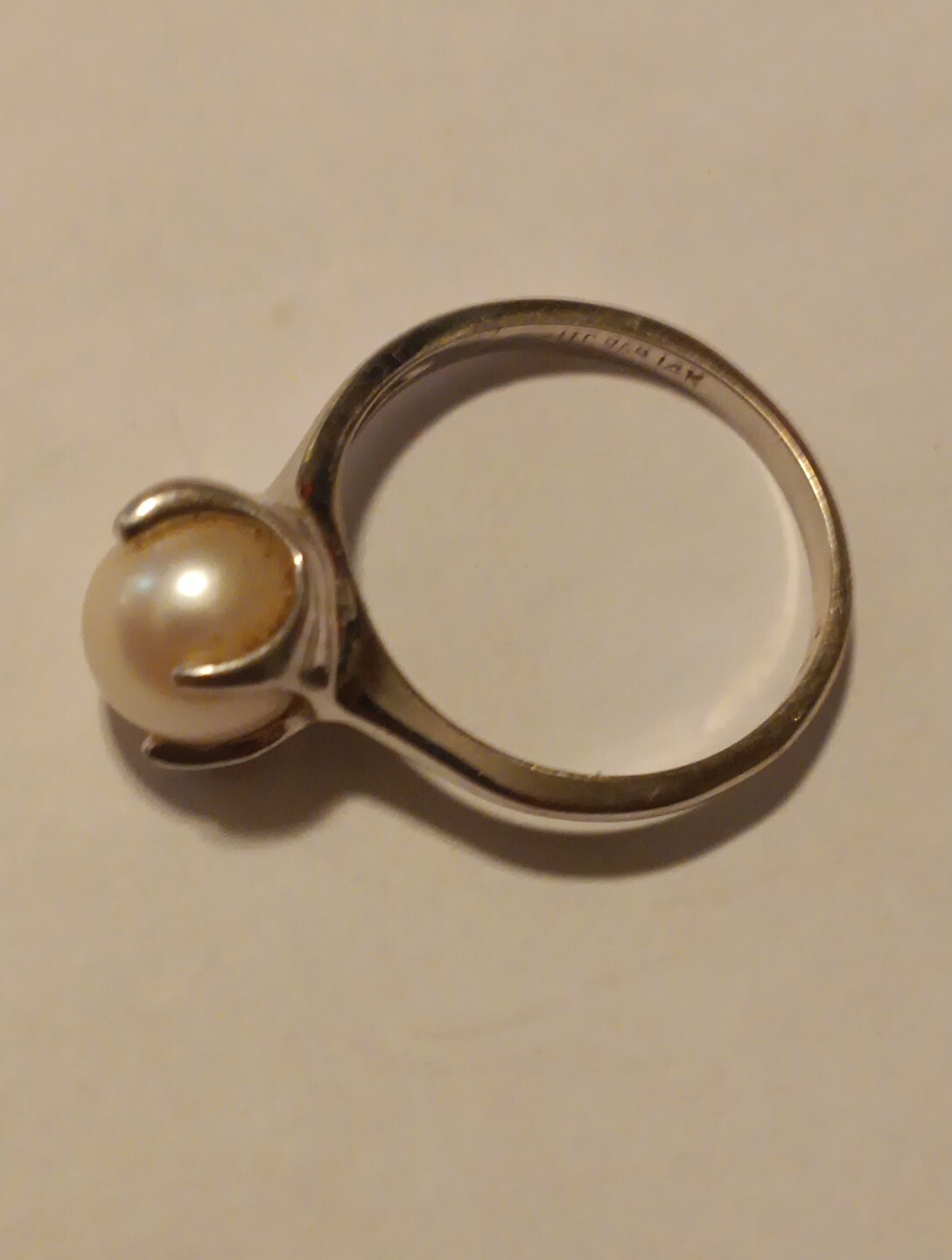 14k Gold Vtg Womens Pearl Ring Size 6 3/4?sized At Pawn Shop Price 2 Sell!3 Gram