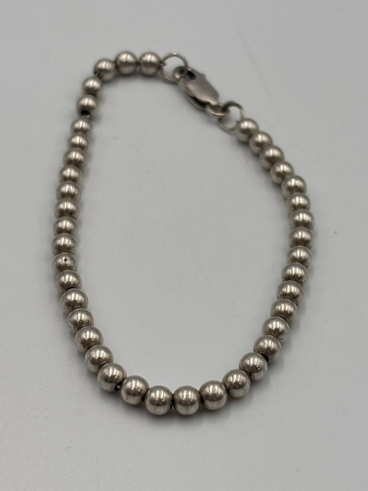 Sterling Silver 925 Beaded Vintage Sz 6 1/2″ Bracelet 6.2g