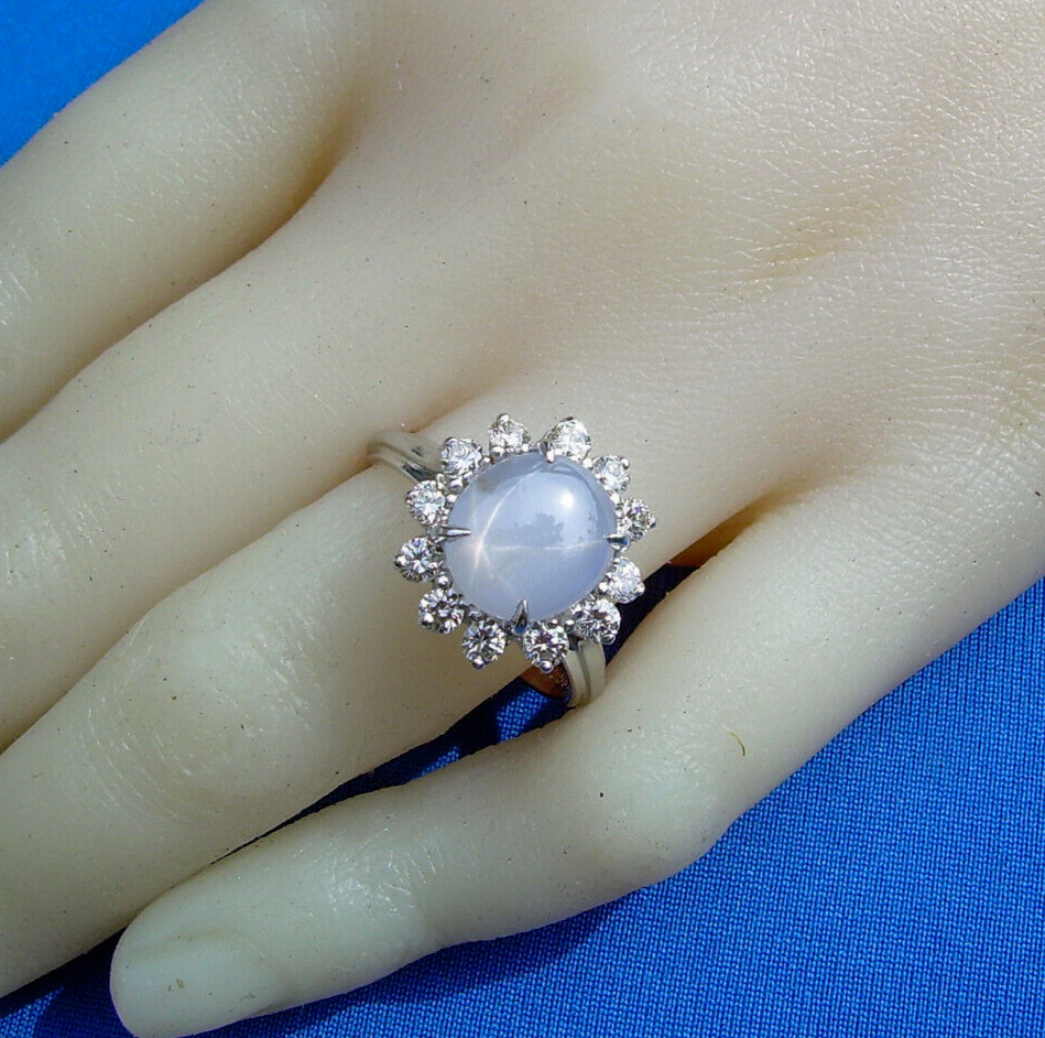 Original EARTH MINED STAR SAPPHIRE DIAMOND Deco Engagement Ring Diana Solitaire