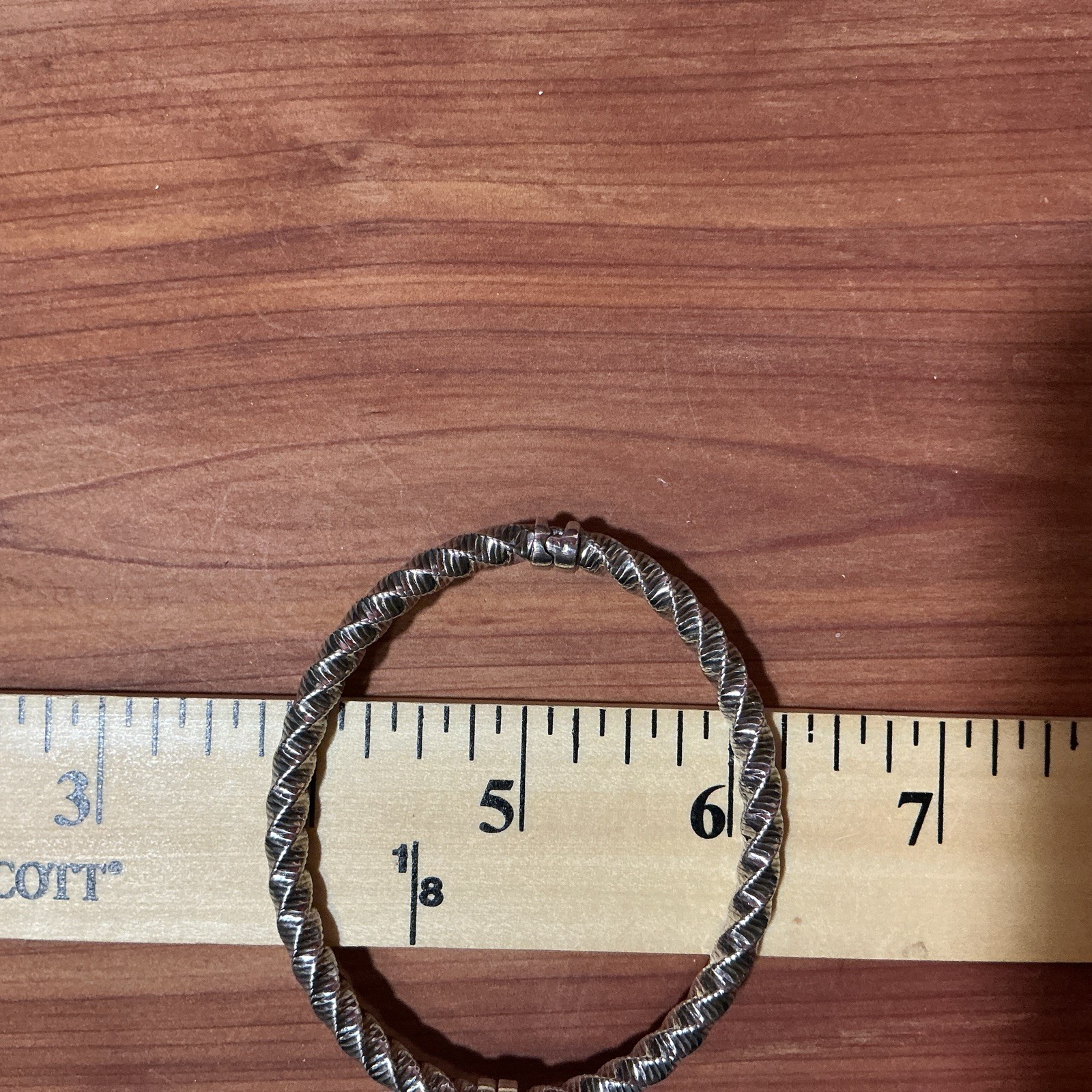 Vintage 950 Silver Milor Italy Twist Hinged Bangle Bracelet 7″