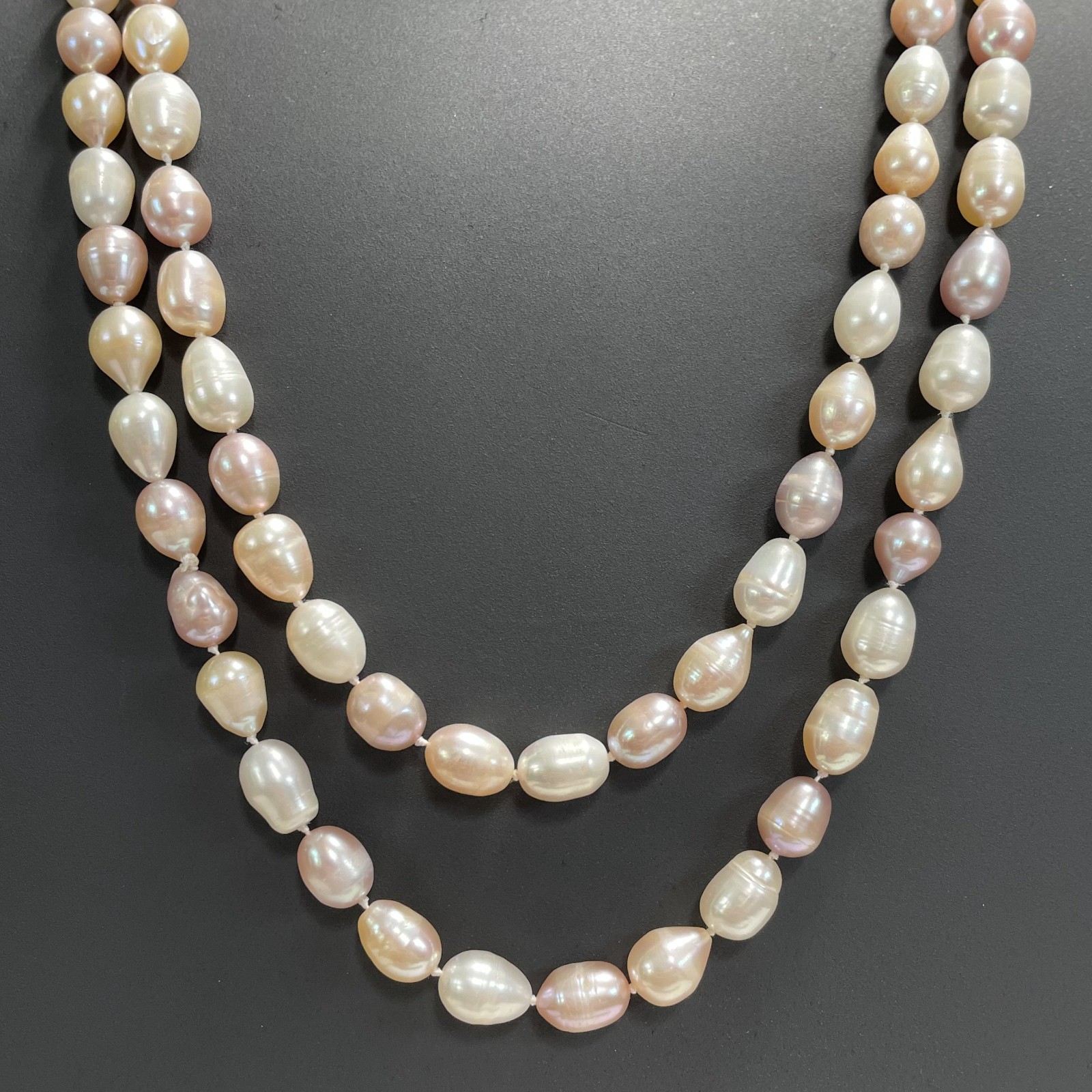 Vintage Baroque 8mm Multigradient Pink & Shape French Fresh Water Pearl Necklace