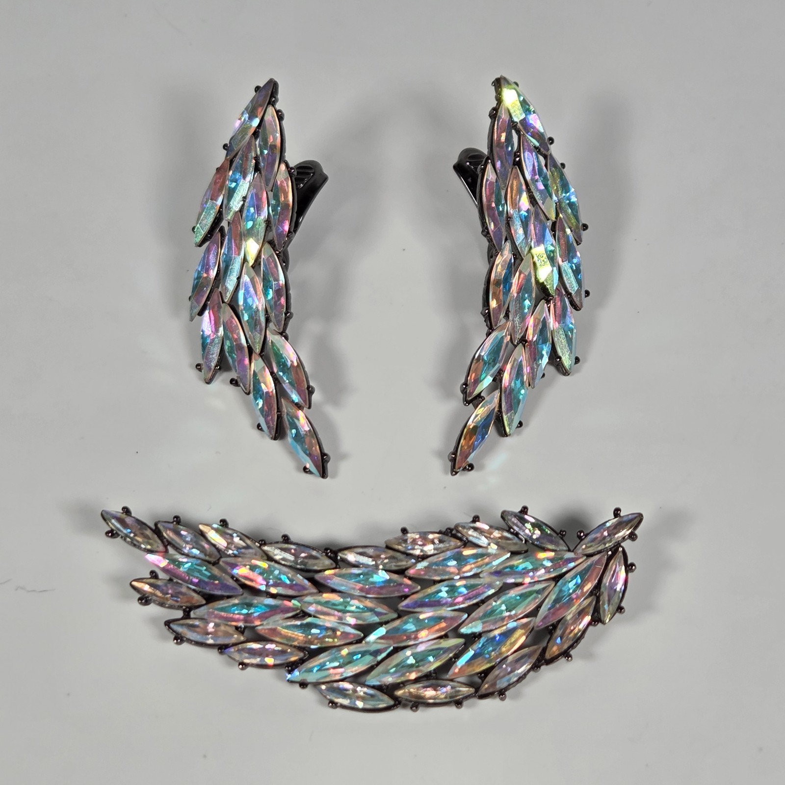 RARE- YSL Yves Saint Laurent Aurora Boralis Goossen’s Earring & Brooch Set