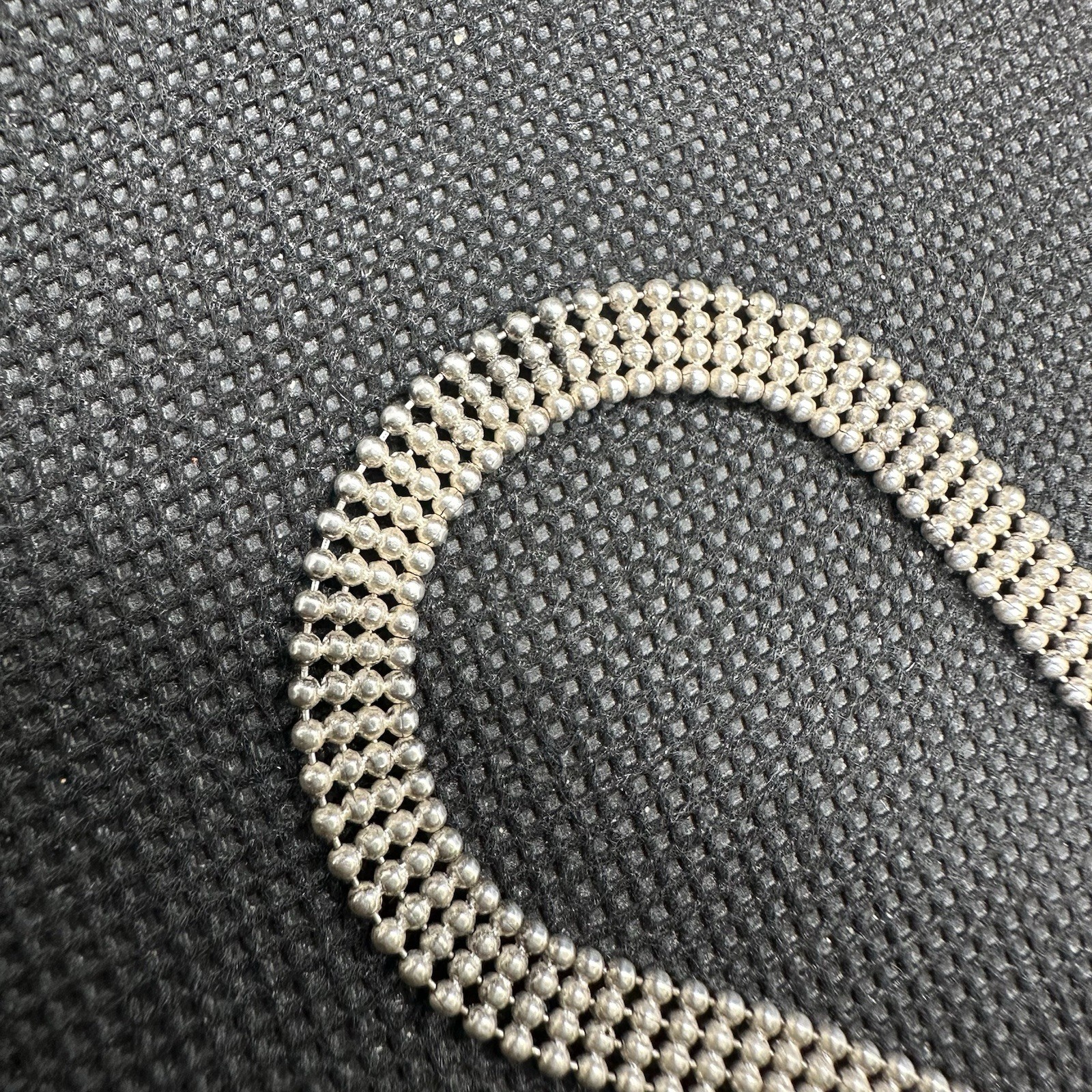 925 Sterling Silver Italy Micro Beaded Mesh Bead Chain Bracelet 8″ 6g Vintage