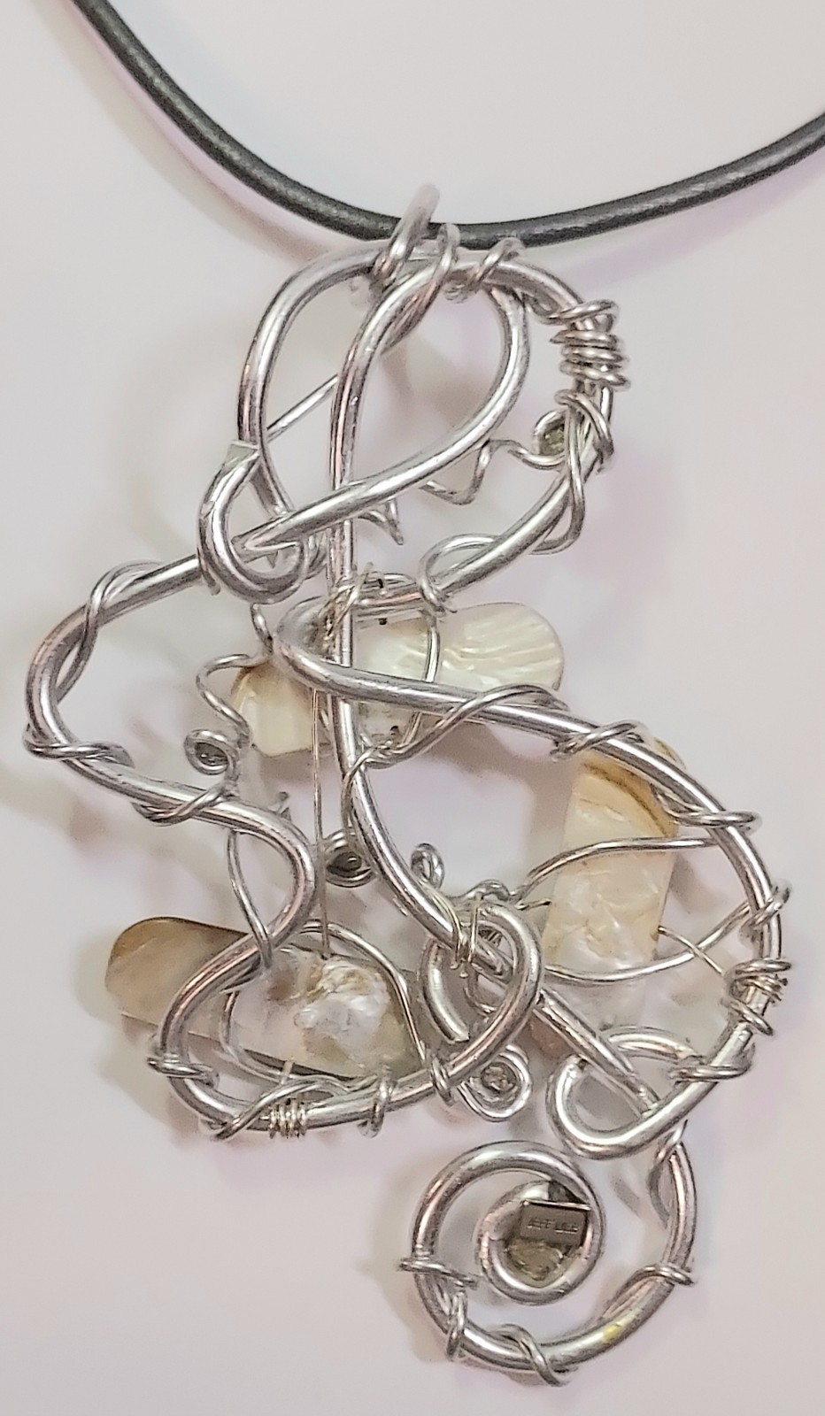 Jeff Lieb Statement Necklace Swarovski Crystal Shell Abstract Art Boho Signed