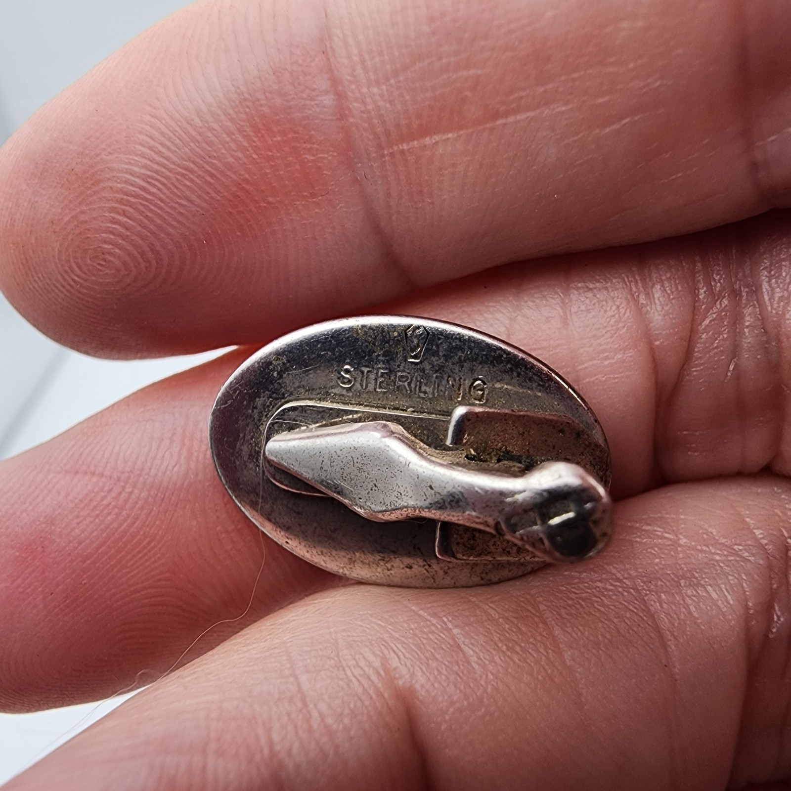 Vintage Stuckey Speer 925 Sterling Silver Oval Tie Clip Blank Mid Century Bar