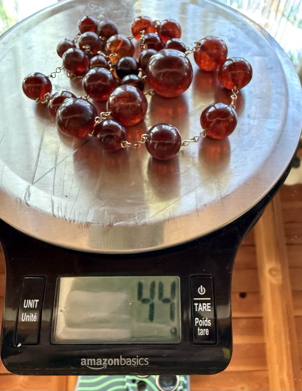 Vintage Catalin Cherry Amber Graduated Bead Necklace 27” 44g Original Hook Clasp