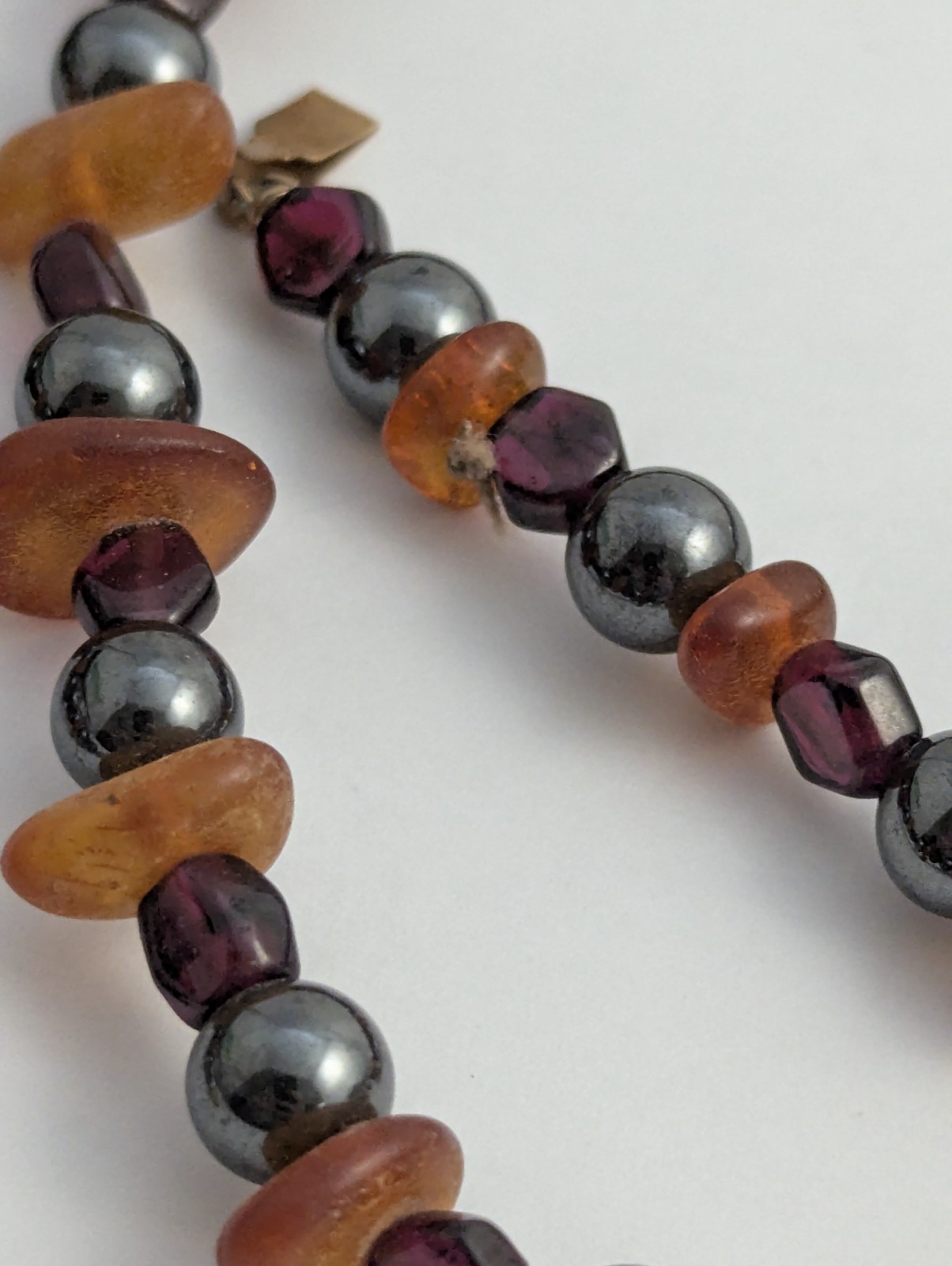 Vtg Handmade Necklace Lot Hematite Pearl Carnelian Garnet Beads Gold Filled