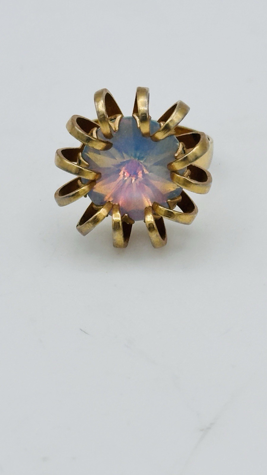 Sara Coventry Mystique Blue Ring Gold Tone Adjustable Vintage Statement