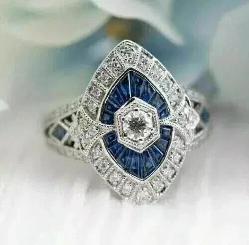 1.75Ct Art Deco Style Lab Created Diamond Anniversary 14K White Gold Finish Ring
