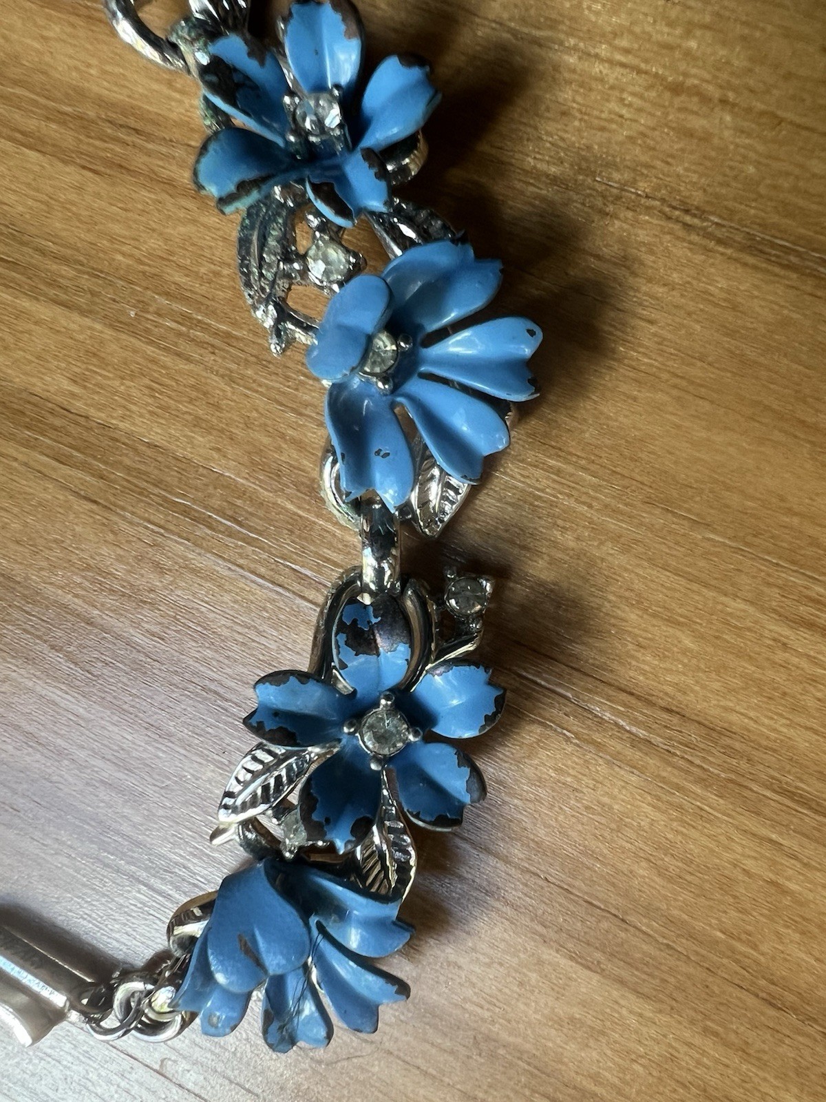 Trifari Mid-Century Turquoise Enamel Floral Choker Necklace; Signed; c. 1950-55