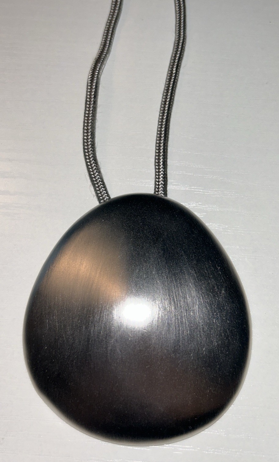 DANON Israel Designer Signed Brushed Silver Pendant Necklace Modernist 36” 90s