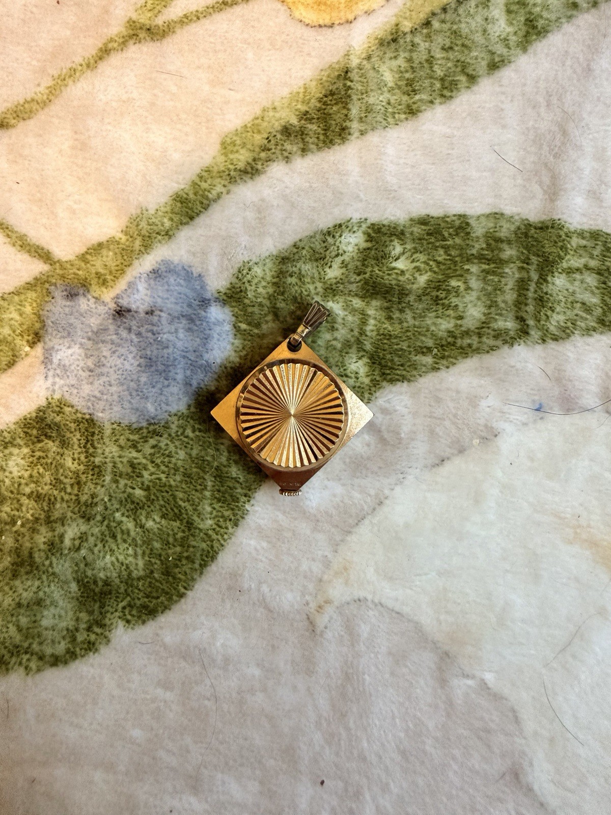 Caravelle Gold Tone Square Charm Pendant Watch Theme Signed Metal