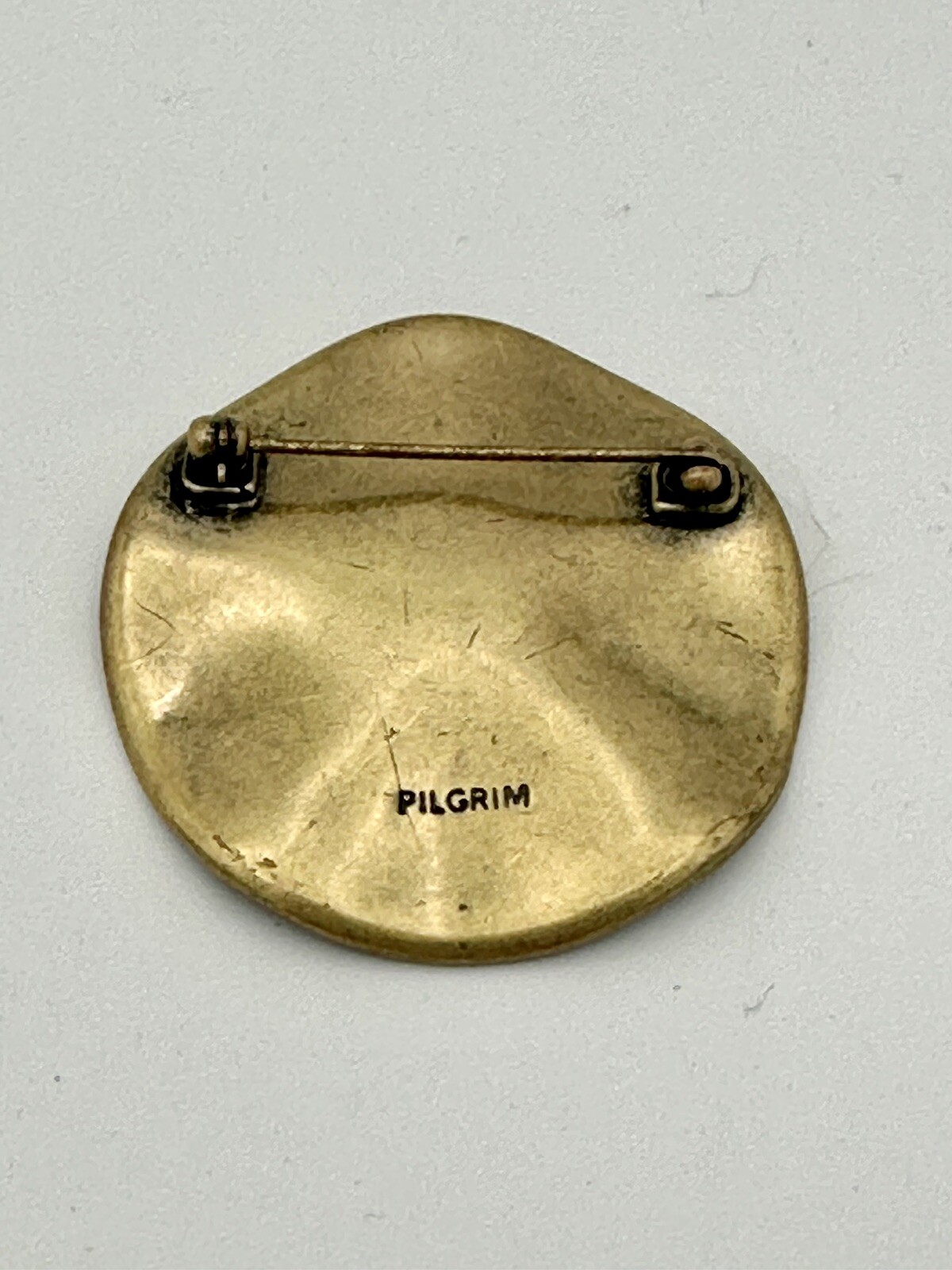Pilgrim Brooch “Emerald Green” Enamel Pin Metal Backing Wavy From Denmark 1.5”