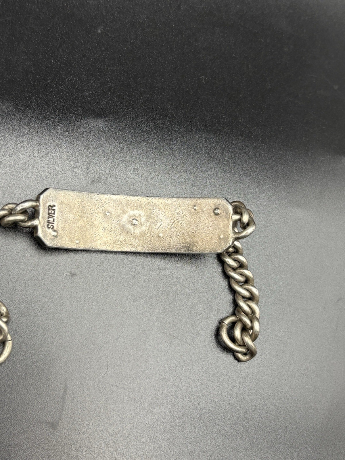 Vintage Sterling Silver ID Men Bracelet Engrave Steve Color Stone Heavy 46g 8”