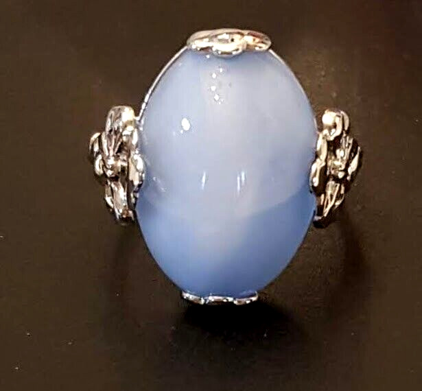 Avon Victorian Splendour Blue Moonstone RING size 7 Nickel Free Silver Tone VTG