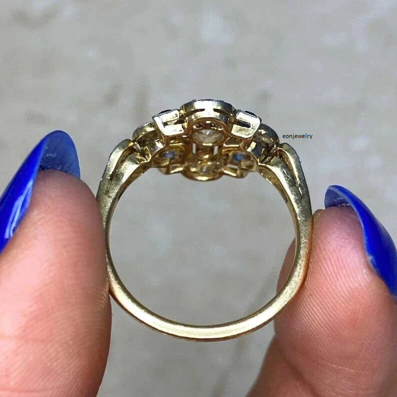 1920s Edwardian Vintage Art Deco Filigree Sapphire Diamond Engagement Gift Ring