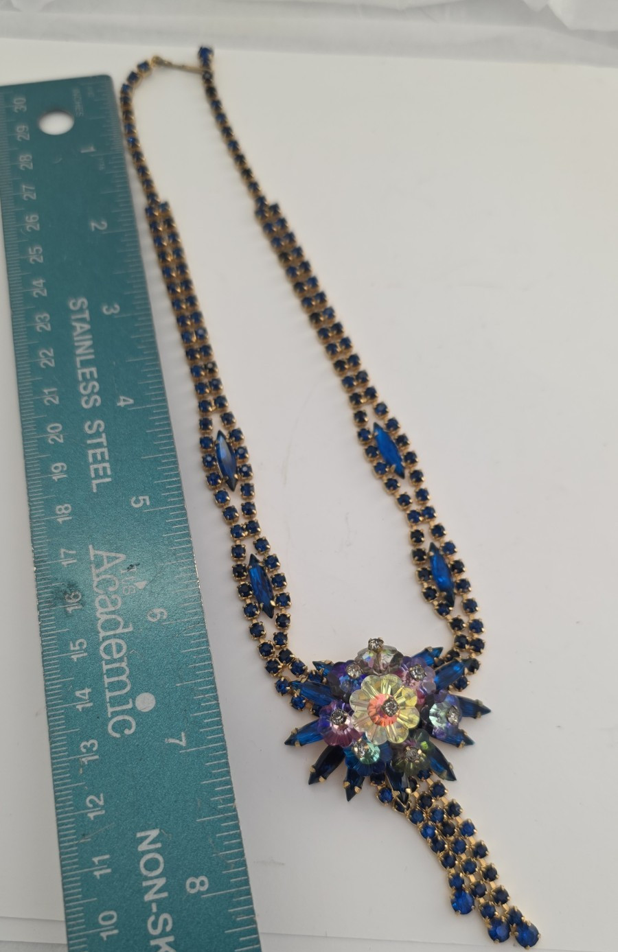 Frank Rifas Signed AB Rhinestone Bib Necklace & Earrings Set Vintage Glam 💎✨🖋️