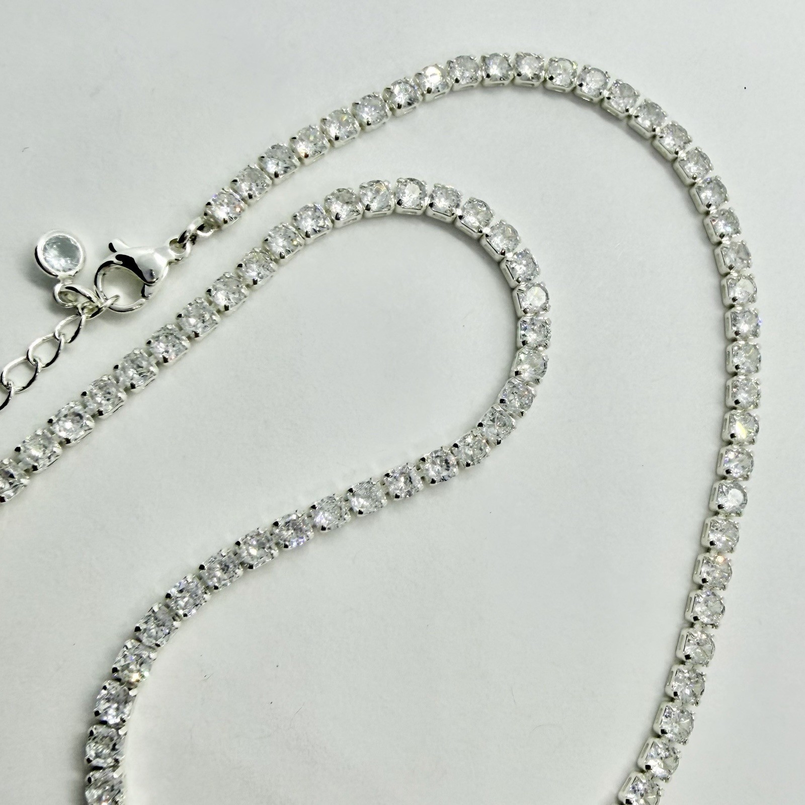 Classic Bling Clear Rhinestone 13 Inch Choker Necklace Silvertone Prong Set