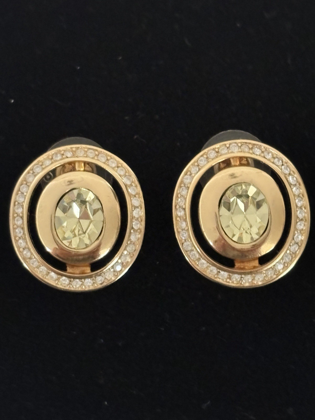 Vintage Christian Dior Gold Plated Halo Pierced Earrings w/ COA