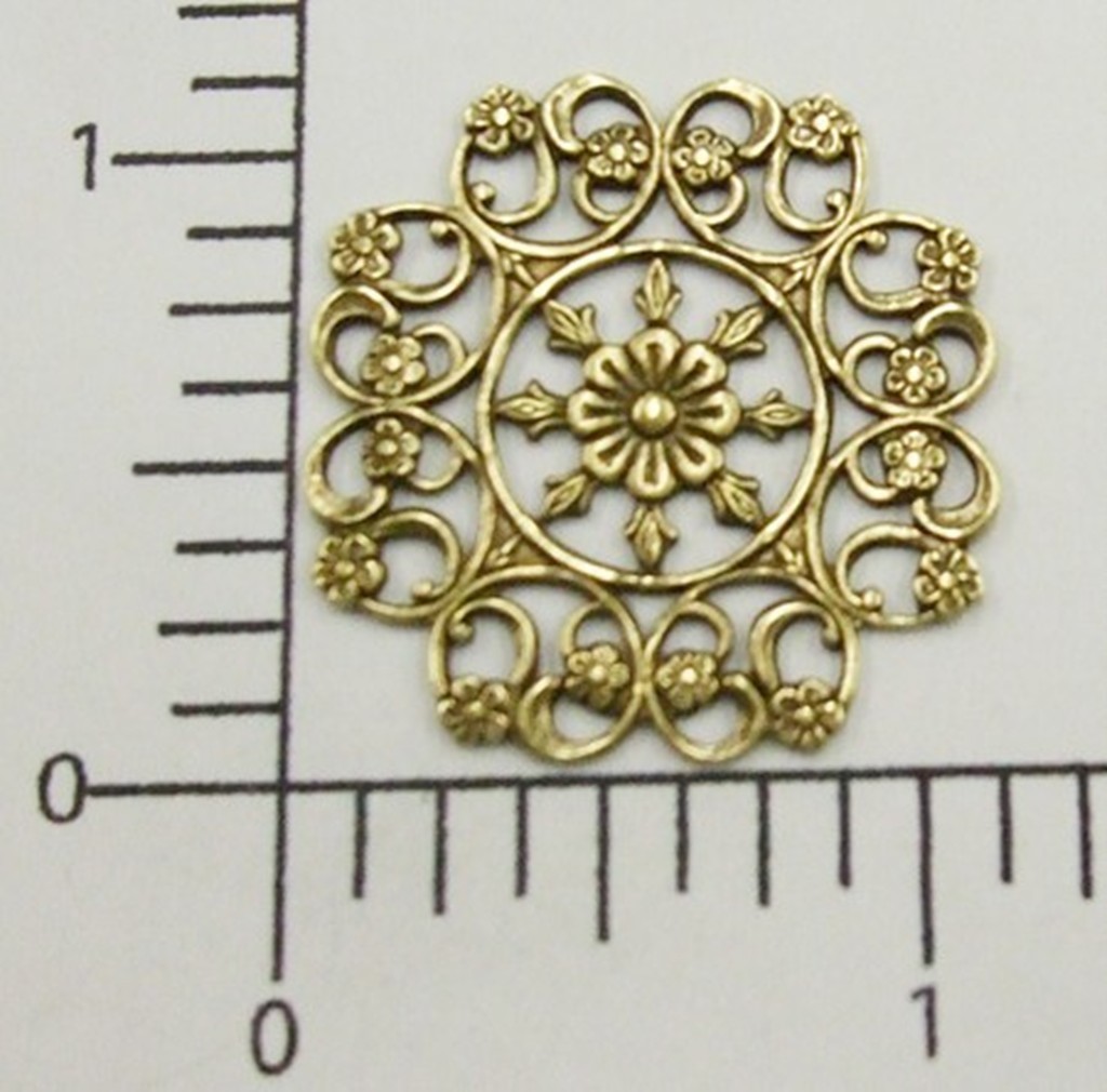 25053 Brass Oxidized Victorian Square Filigree Jewelry Finding