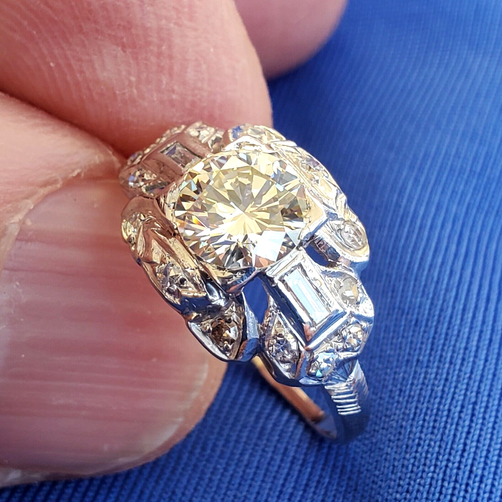 Original EARTH MINED DIAMOND Art Deco Engagement Ring Vintage PLATINUM Solitaire