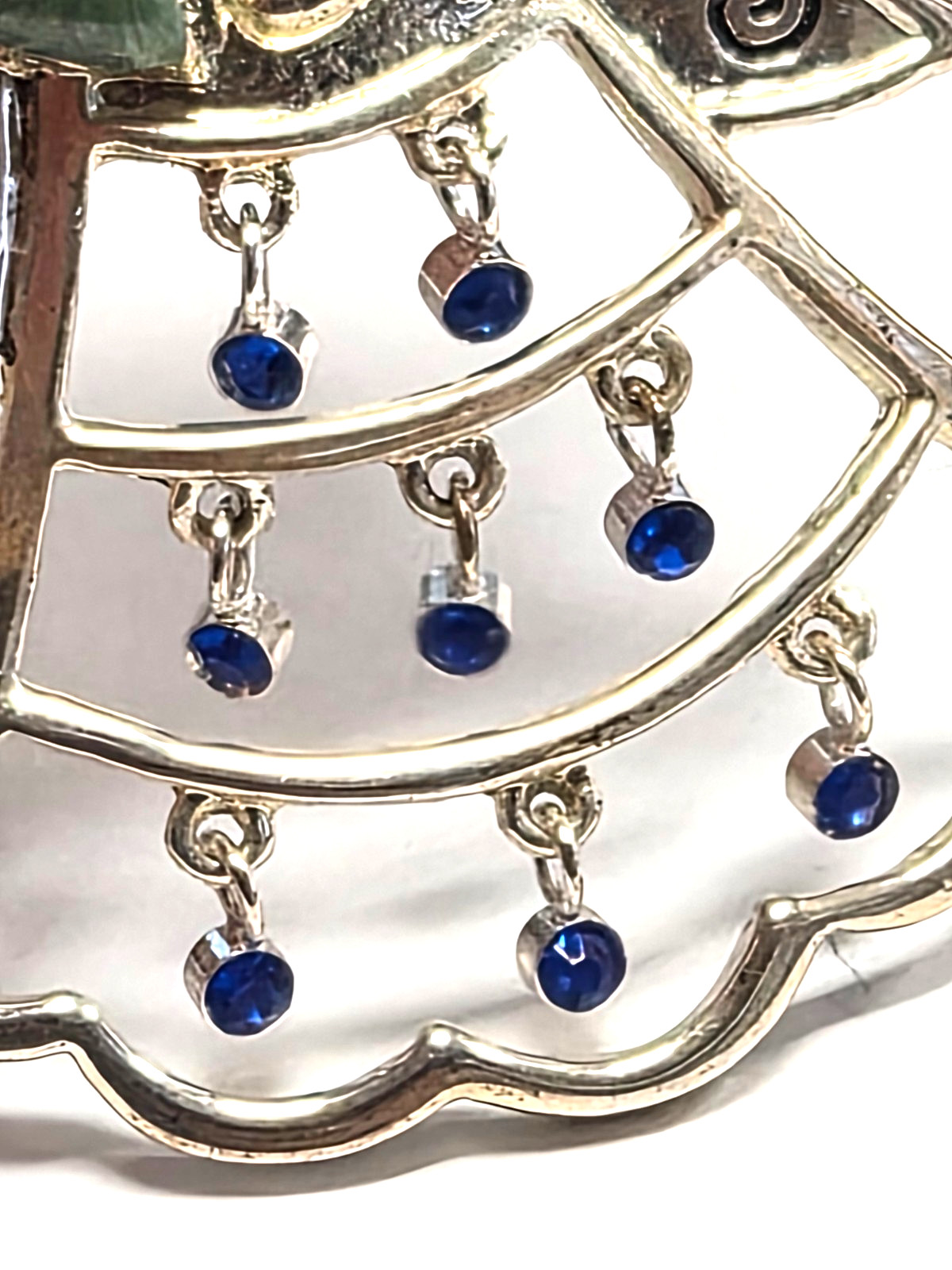 Estate Christmas Holiday Angel With Wings Blue Rhinestone Dangles Pin / Brooch
