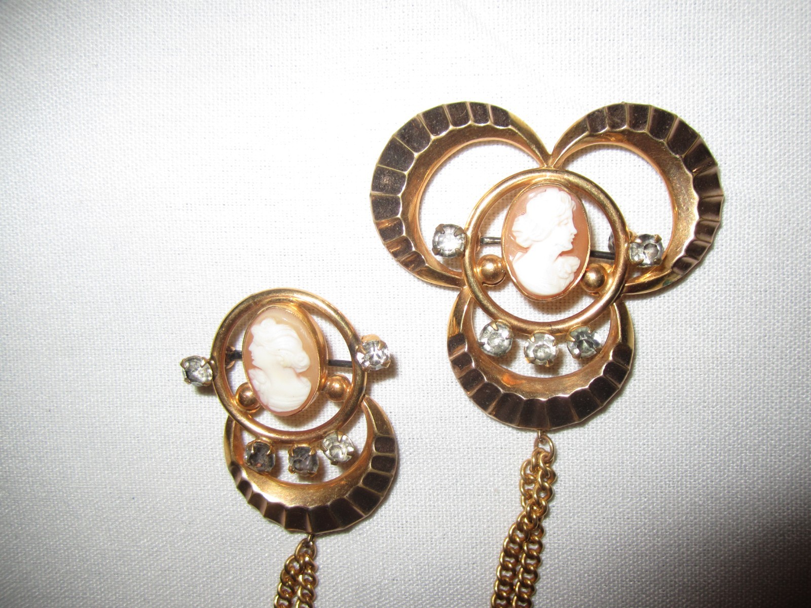 Gold filled Double Cameo brooches