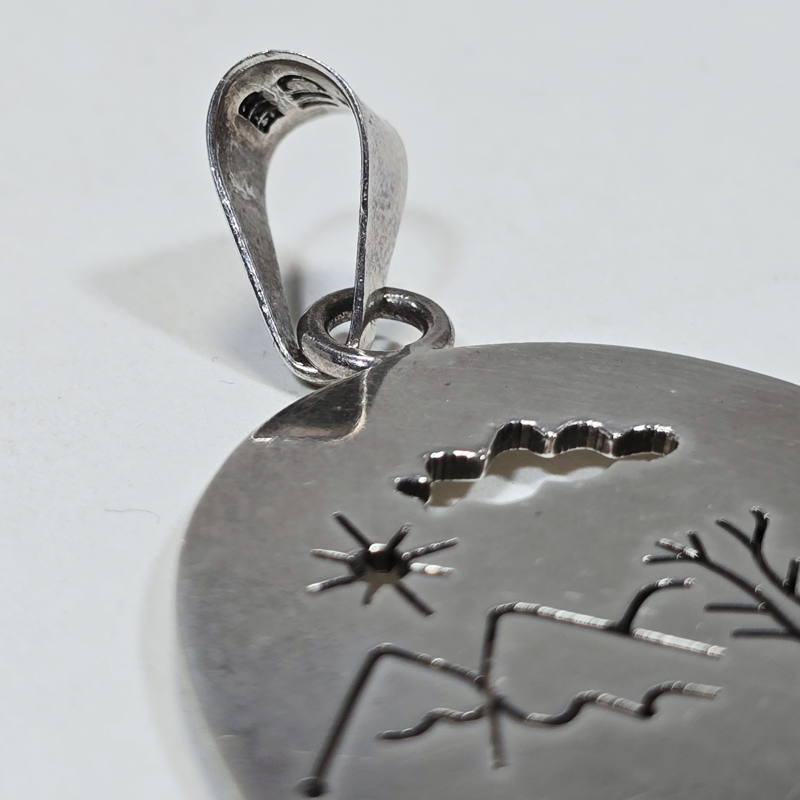 CARAVANTES CII MEXICO 925 Sterling Silver Wilderness Deer Cutout Scene Pendant K