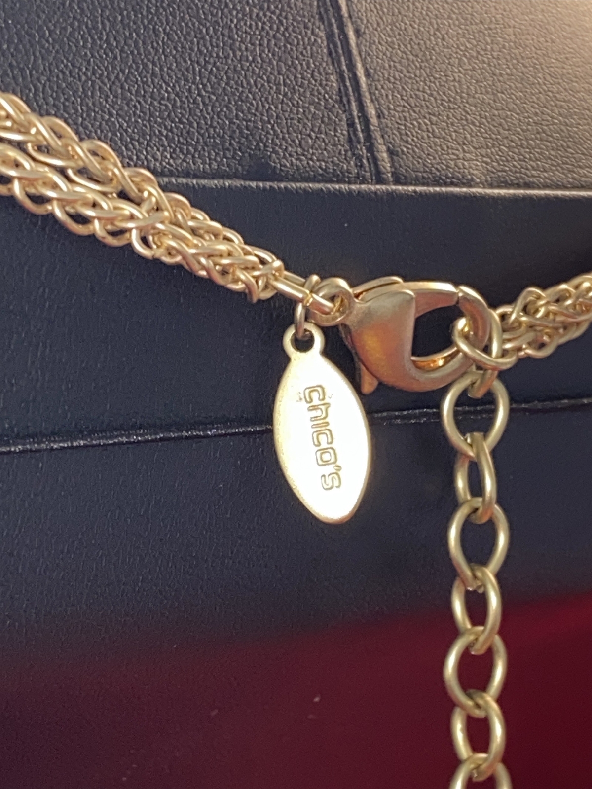 Vintage Chicos Triple Pendant Gold Tone Necklace Amyra Collection Nickel Free