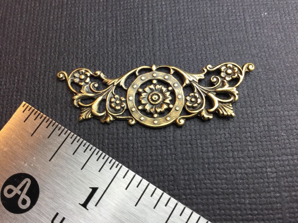 13333 Brass Oxidized Floral Victorian Filigree Brass Jewelry Finding