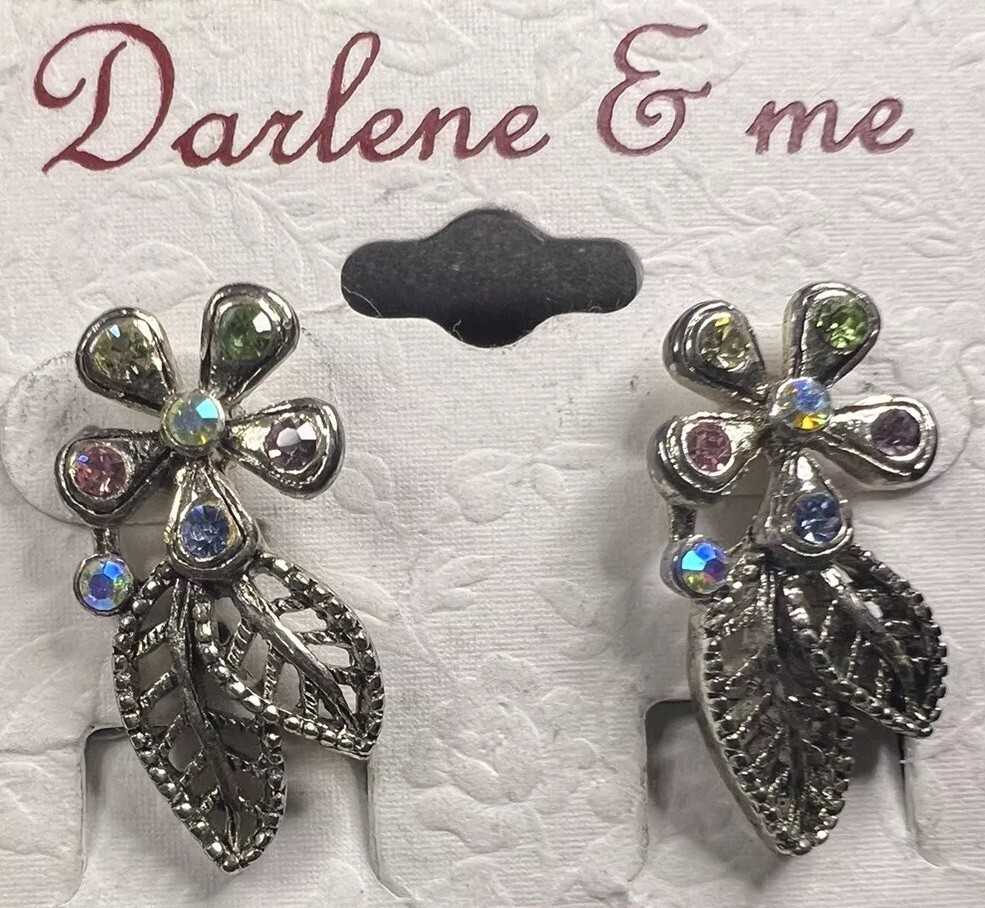 Vintage Colorful Flower Leaf Earrings