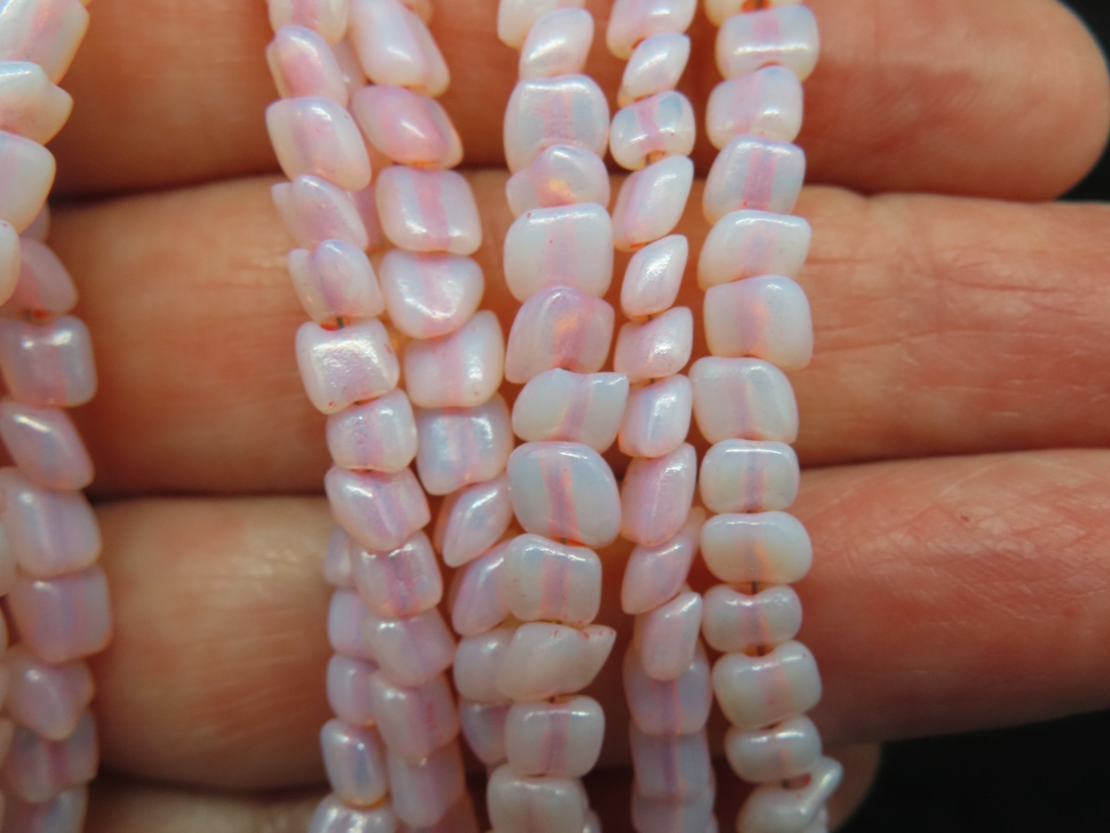 Vintage 1960’s Six Strand Opalescent Glass Bead Necklace